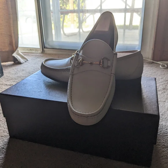 Men's Gucci White Horsebit Loafers